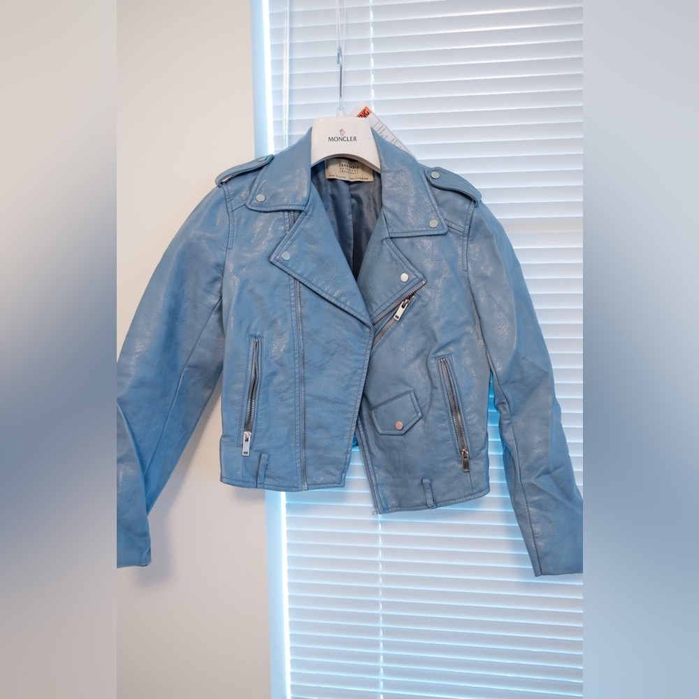 Baby blue Zara jacket fake leather